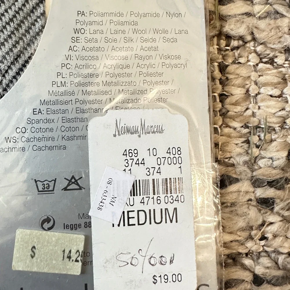 Pierre Mantoux Tights Herringbone Grey Black 90s Italian Deadstock Medium NIP